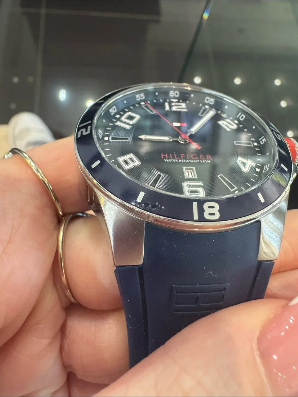 New Tommy Hilfiger Men's Blake Blue Silicone Strap Watch